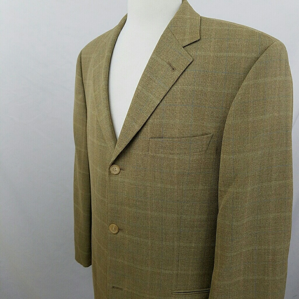 Hugo Boss Olive Green Windowpane Sport Coat - Picture 3 of 8